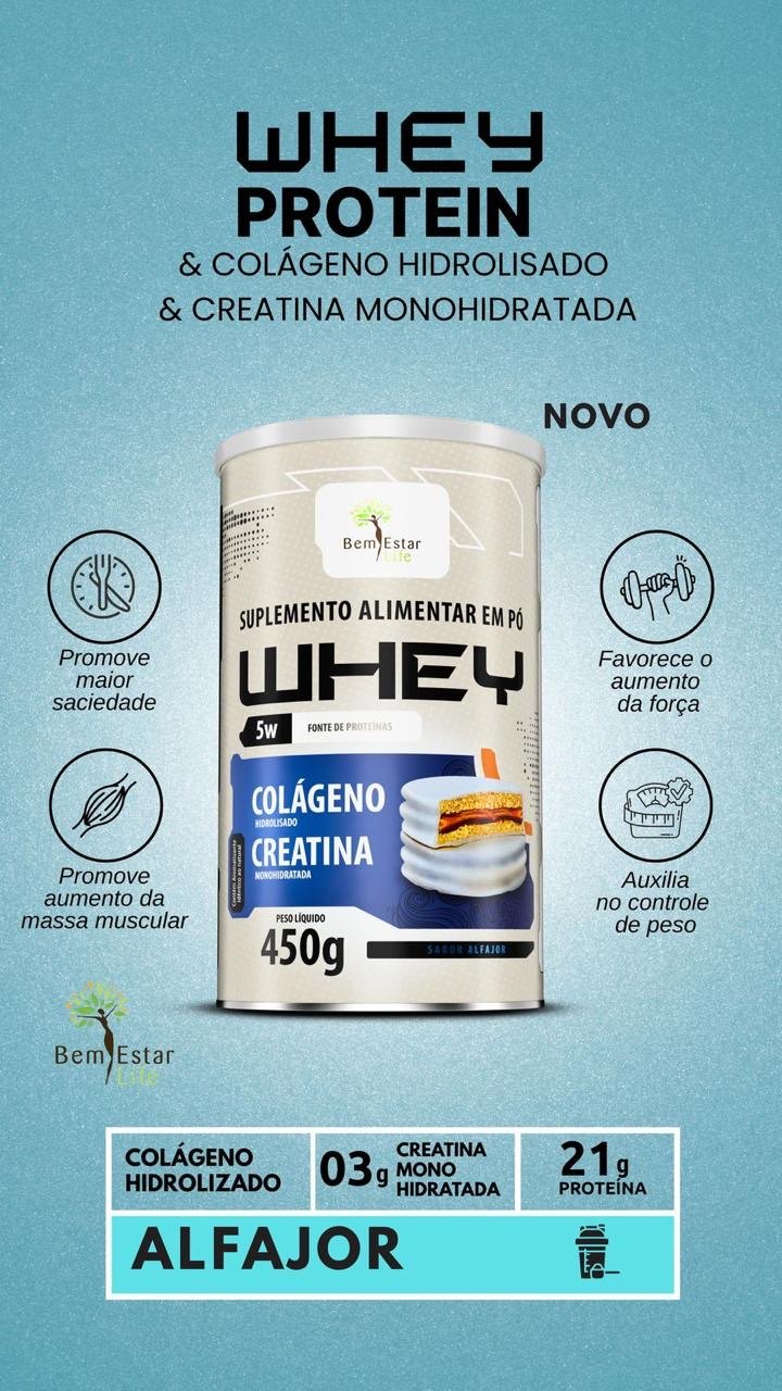 WHEY PROTEIN C/ CREATINA E COLÁGENO - ALFAJOR