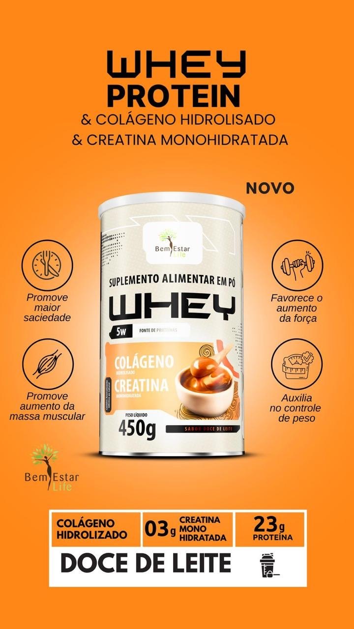 WHEY PROTEIN C/ CTEATINA E COLAGENO - DOCE DE LEITE